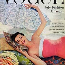 A Vogue Cover Of Anne Gunning Under An Umbrella by Karen Radkai