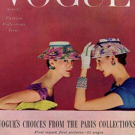 A Vogue Cover Of Models Wearing Lilly Dache Hats by Richard Rutledge