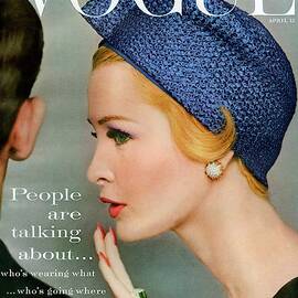 A Vogue Cover Of Sarah Thom Wearing A Blue Hat by Richard Rutledge