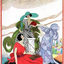 A Vogue Cover Of Women By A Sundial by Helen Dryden