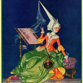 A Vogue Magazine Cover Of A Woman And A Cat by Frank X. Leyendecker