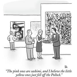 A Waiter Is Seen Speaking With A Woman In An Art by Paul Noth
