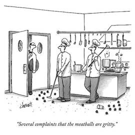 A Waiter Speaks To Two Chefs In A Kitchen Who by Tom Cheney