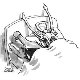 A Wine Opener And A Bottle Lay In Bed Like by Shannon Wheeler