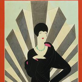 Art Deco Vogue Cover Of A Woman's Head Wood Print by Eduardo
