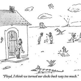 A Woman Bends Down To Pick Up The Newspaper by Michael Maslin