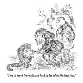 A Woman Bends Down To See An Ugly Lizard That by Edward Koren