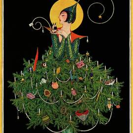 A Woman Dressed As A Christmas Tree by Artist Unknown