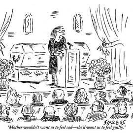 A Woman Dressed In Black Speaks At Her Mother's by David Sipress