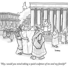 A Woman Holds A Block Of Marble And Chisel by Benjamin Schwartz