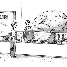 A Woman In A Butcher Shop Stares At A Gigantic by Tom Cheney