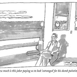 A Woman In A Window Speaks To A Man Sitting by Michael Crawford