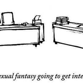 A Woman In The Office Looking On At A Man Wearing by Drew Dernavich