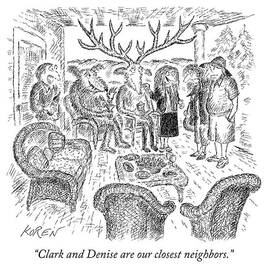 A Woman Introduces A Couple To A Deer Couple Who by Edward Koren