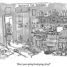 A Woman Is Seen Walking Into A Messy Room Talking by Michael Crawford