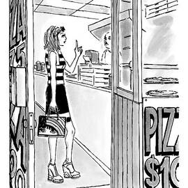 A Woman Orders A Pizza At The Counter by Marisa Acocella Marchetto