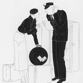 A Woman Speaking To A Customs Officer by Rovinsky