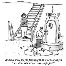 A Woman Stands At The Foot Of A Stair Case by Tom Cheney