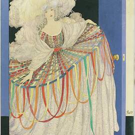 A Woman Wearing A Multicolored Pannier Dress by George Wolfe Plank