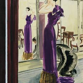 A Woman Wearing A Purple Augustabernard Evening by Rene Bouet-Willaumez