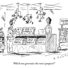 A Woman With A Baby Shops For A Baby Mobile by Barbara Smaller