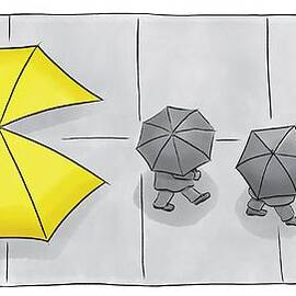 A Yellow Umbrella With A Pacman Mouth by Christian Lowe