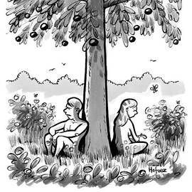 Adam And Eve Sit Back To Back Against A Tree by Kaamran Hafeez