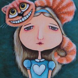 Alice and the Cheshire cat by Lucia Stewart