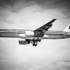 Amercian Airlines Airplane in Black and White by Paul Velgos