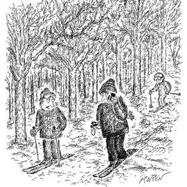 An Aggravated Skier Glares At Another Skier Who by Edward Koren