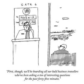 An Airport Gate Agent Makes An Announcement by Michael Crawford