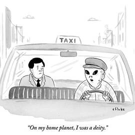 An Alien Is Driving A Taxi And The Passenger by Emily Flake