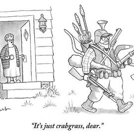 An Elderly Woman Calls Out From The Front Door by David Borchart