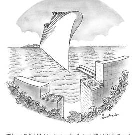 An Enormous Cruise Ship Docks At An Island by David Borchart