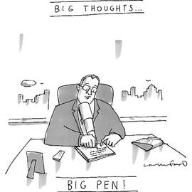 An Executive Sits At His Desk Writing by Michael Crawford