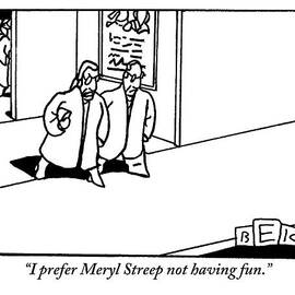 An Older Couple Is Seen In Conversation Leaving by Bruce Eric Kaplan