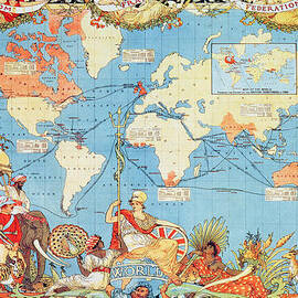 Antique Illustrated Map of the World by Anonymous
