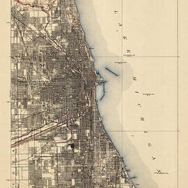 Antique Map of Chicago - USGS Topographic Map - 1901 by Blue Monocle