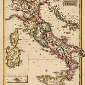 Antique Map of Italy by Fielding Lucas - circa 1817 by Blue Monocle