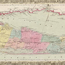 Antique Map of Long Island by J.H. Colton and Co. - 1857 by Blue Monocle