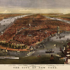 Antique Map of New York City by Currier and Ives - 1870 by Blue Monocle