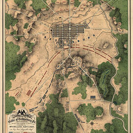 Antique Map of the Battle of Gettysburg by William H. Willcox - 1863 by Blue Monocle