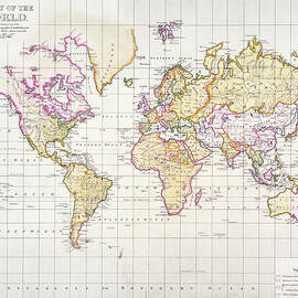 Antique Map Of The World by James The Elder Wyld