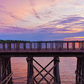 Arcola Bridge - Purple Sunset by Bill and Linda Tiepelman