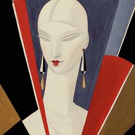 Art Deco Vogue Cover Of A Woman's Head by Eduardo Garcia Benito