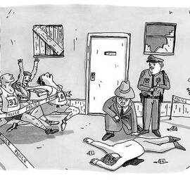 As Police And A Detective Examine A Murder Scene by Zachary Kanin