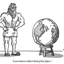 Atlas Is Seen Standing Next To The World Which by Farley Katz