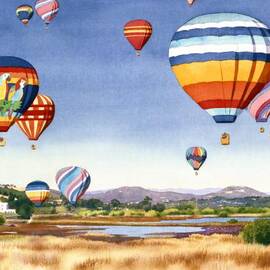 Balloons over San Elijo Lagoon Encinitas by Mary Helmreich