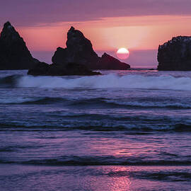 Bandon Beach Sunset by Jean Noren