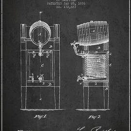 Beer Cooler Patent Drawing from 1876 - Dark by Aged Pixel